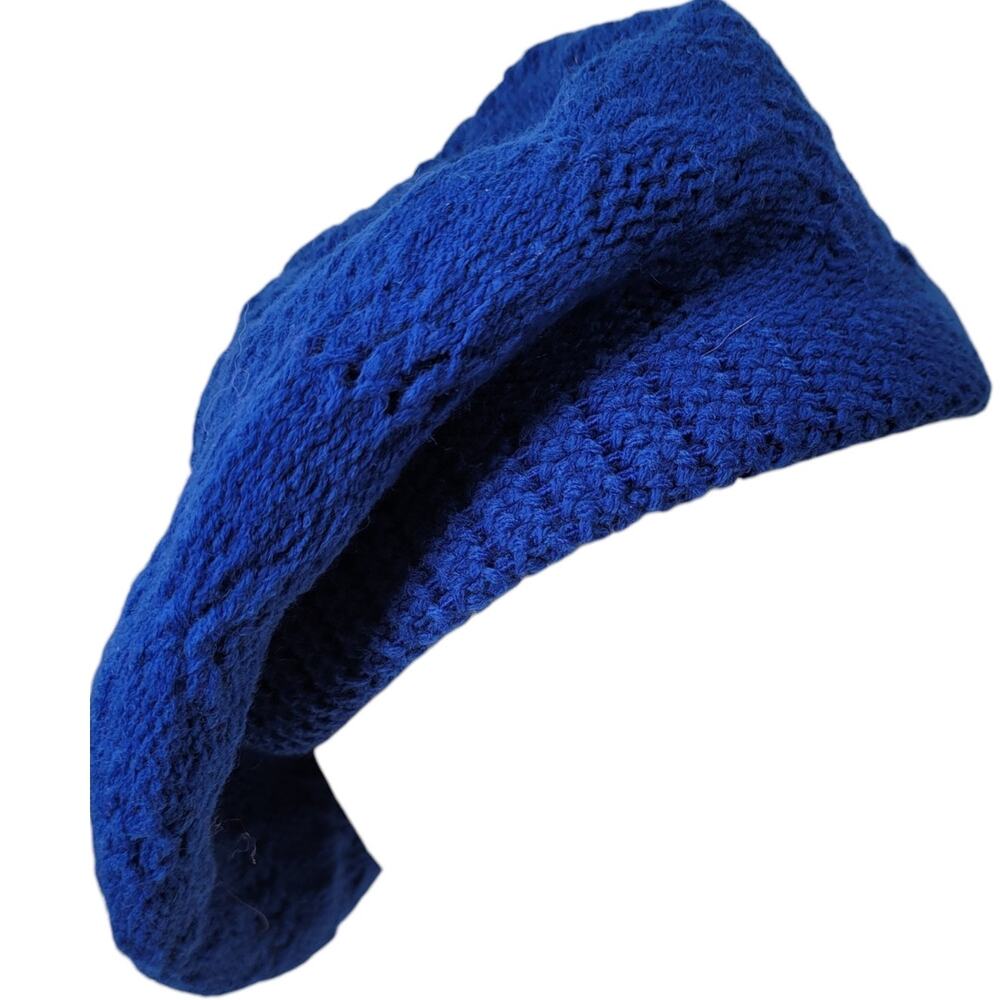 Vintage Blue Cable Knit Beret Tam Handmade Slouchy Poetcore Cottagecore Cozy